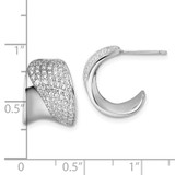Sterling Silver Rhodium-plated CZ Polished J-Hoop Post Earrings - QE-EB7118D0-9526