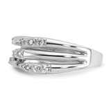 Sterling Silver Rhodium-plated CZ Polished Multi-Row Size 7 Ring