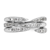 Sterling Silver Rhodium-plated CZ Polished Multi-Row Size 7 Ring