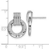 Sterling Silver Rhodium-plated CZ Polished Textured Moveable Circle Doorknocker Dangle Post Earrings