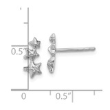 Sterling Silver Rhodium-plated CZ Polished Three Stars Post Earrings