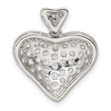 Sterling Silver Rhodium-plated CZ Puffed Heart Pendant