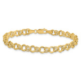 14k 6mm Hollow Double Link 7 inch Charm Bracelet - DO-A19500D7-2037