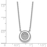 Sterling Silver Rhodium-plated CZ Round Cluster 16 inch with 1 inch Extension Necklace