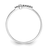 Sterling Silver Rhodium-plated CZ Side Cross Polished Ring - QR-EDC68141-9614