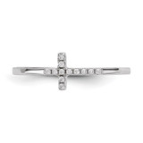 Sterling Silver Rhodium-plated CZ Side Cross Polished Ring - QR-F3B2B08C-5563