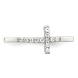 Sterling Silver Rhodium-plated CZ Sideways Cross Ring - QR-757BEE74-3548