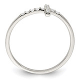 Sterling Silver Rhodium-plated CZ Sideways Cross Ring - QR-A318B5C7-1032