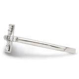 Sterling Silver Rhodium-plated CZ Sideways Cross Ring - QR-EB66D984-1805