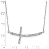 Sterling Silver Rhodium-plated CZ Sideways Cross w/2in Ext Necklace - QG-2B861B59-3472