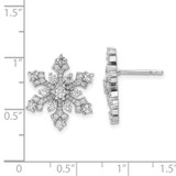 Sterling Silver Rhodium-plated CZ Snowflake Post Earrings - QE-B078B445-2993