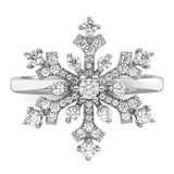 Sterling Silver Rhodium-plated CZ Snowflake Ring - QR-8BB24804-7234