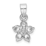 Sterling Silver Rhodium-Plated CZ Star Motif Pendant