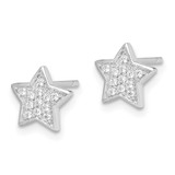 Sterling Silver Rhodium-plated CZ Star Post Earrings - QE-061E1DAB-6647