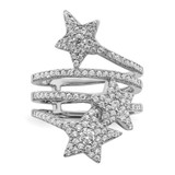 Sterling Silver Rhodium-plated CZ Star Ring - QR-B55BD28C-7683