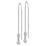 Sterling Silver Rhodium-plated CZ Threader Earrings - QE-2828D54B-1793