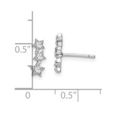 Sterling Silver Rhodium-Plated CZ Triple Star Stud Earrings