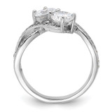 Sterling Silver Rhodium-plated CZ Two Stone Polished Ring - QR-1297D5DE-2213
