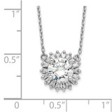 Sterling Silver Rhodium-plated CZ w/2in ext. Fancy Necklace