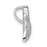 Sterling Silver Rhodium-plated CZ Whale Tail Pendant