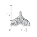 Sterling Silver Rhodium-plated CZ Whale Tail Pendant