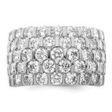 Sterling Silver Rhodium-plated CZ Wide Band Ring - QR-2847AA3C-2319