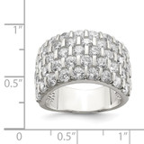 Sterling Silver Rhodium-plated CZ Wide Band Ring - QR-5E1B560B-4685