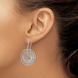 Sterling Silver Rhodium-plated D/C Concentric Circles Dangle Earrings