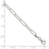 Sterling Silver Rhodium-plated D/C Fancy Link w/.75 in Ext Bracelet