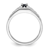 Sterling Silver Rhodium-plated Dark Blue Sapphire Men's Ring - QR-16BAA479-3017