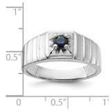 Sterling Silver Rhodium-plated Dark Blue Sapphire Men's Ring - QR-16BAA479-3017