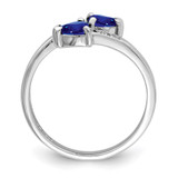 Sterling Silver Rhodium-plated Dark Sapphire & Diamond Heart Ring - QD-DBD6D1F5-8976