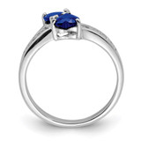 Sterling Silver Rhodium-plated Dark Sapphire Heart Ring - QD-5749CAF1-6279