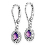 Sterling Silver Rhodium-plated Diam. & Amethyst Earrings - QB-0FDBB102-9467