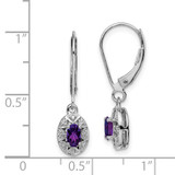 Sterling Silver Rhodium-plated Diam. & Amethyst Earrings - QB-0FDBB102-9467