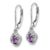 Sterling Silver Rhodium-plated Diam. & Amethyst Earrings - QB-163C41A6-6673