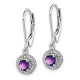 Sterling Silver Rhodium-plated Diam. & Amethyst Earrings - QB-61F227A5-6463