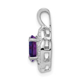 Sterling Silver Rhodium-plated Diam. & Amethyst Pendant - QB-A27CD07E-7823
