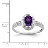 Sterling Silver Rhodium-plated Diam. & Amethyst Ring - QB-1311D91B-1657