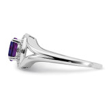 Sterling Silver Rhodium-plated Diam. & Amethyst Ring - QB-5E39DAE3-4337