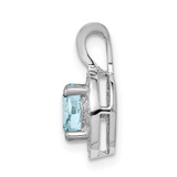 Sterling Silver Rhodium-plated Diam. & Aquamarine Pendant - QB-9B6D917C-1964