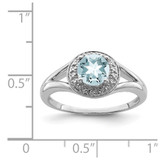 Sterling Silver Rhodium-plated Diam. & Aquamarine Ring - QB-10E53C39-2562