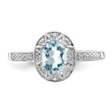 Sterling Silver Rhodium-plated Diam. & Aquamarine Ring - QB-450F7326-8753