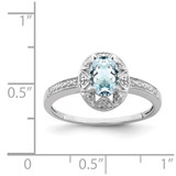 Sterling Silver Rhodium-plated Diam. & Aquamarine Ring - QB-6F169003-1739