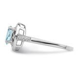 Sterling Silver Rhodium-plated Diam. & Aquamarine Ring - QB-6F169003-1739