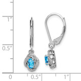 Sterling Silver Rhodium-plated Diam. & Blue Topaz Earrings - QB-9CE94C72-1045