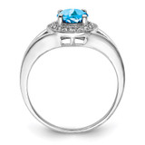 Sterling Silver Rhodium-plated Diam. & Blue Topaz Ring - QB-1E8DF5BC-2254