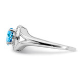 Sterling Silver Rhodium-plated Diam. & Blue Topaz Ring - QB-1E8DF5BC-2254