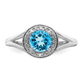 Sterling Silver Rhodium-plated Diam. & Blue Topaz Ring - QB-1E8DF5BC-2254