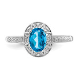 Sterling Silver Rhodium-plated Diam. & Blue Topaz Ring - QB-AD33FFCA-5814